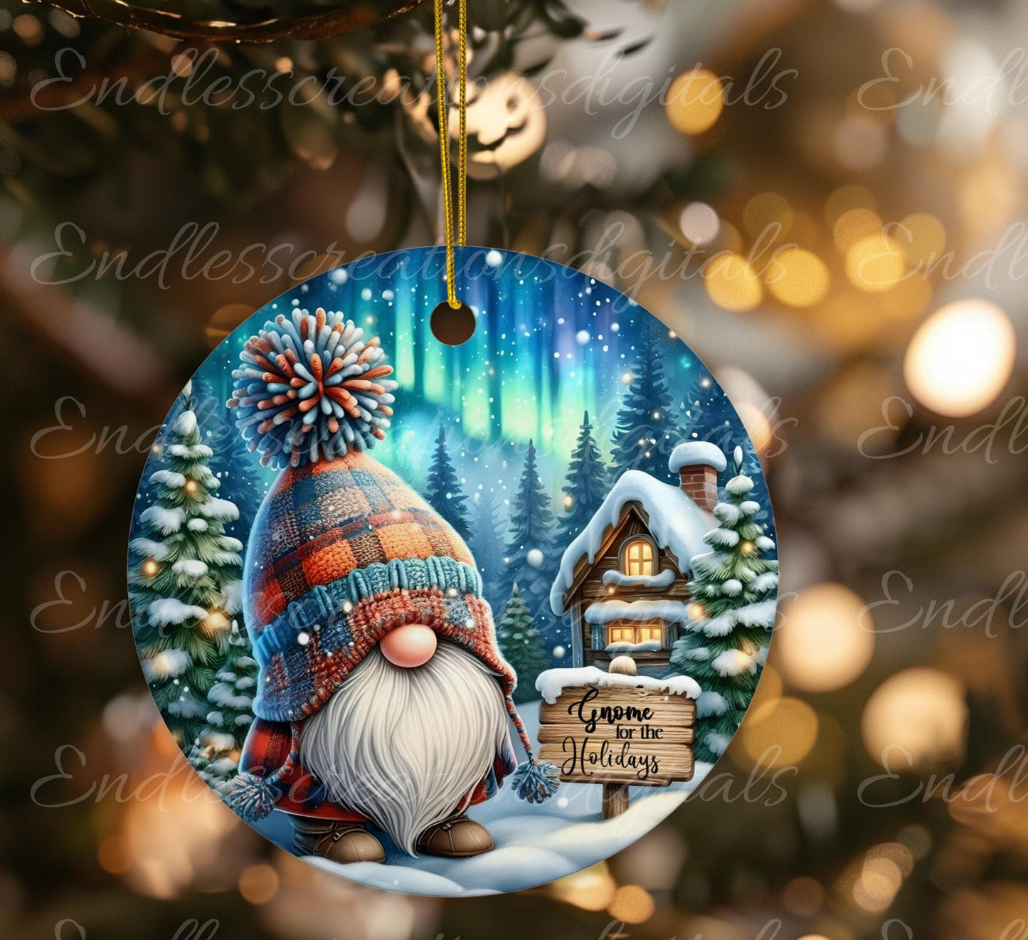 GNOME FOR HOLIDAYS Door hanger, wreath sign, round cutting board, ornament, resize,  for sublimation high resolution 2 files, 1 add own text