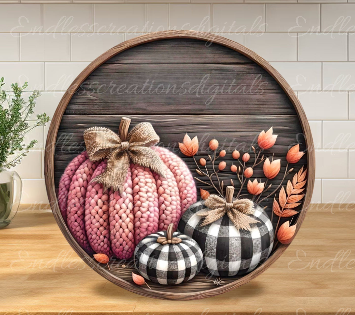 FALL PUMPKIN SQUARE  door hanger, wreath sign, square cutting board, sublimation high resolution 2 files for download, 1 add your own text