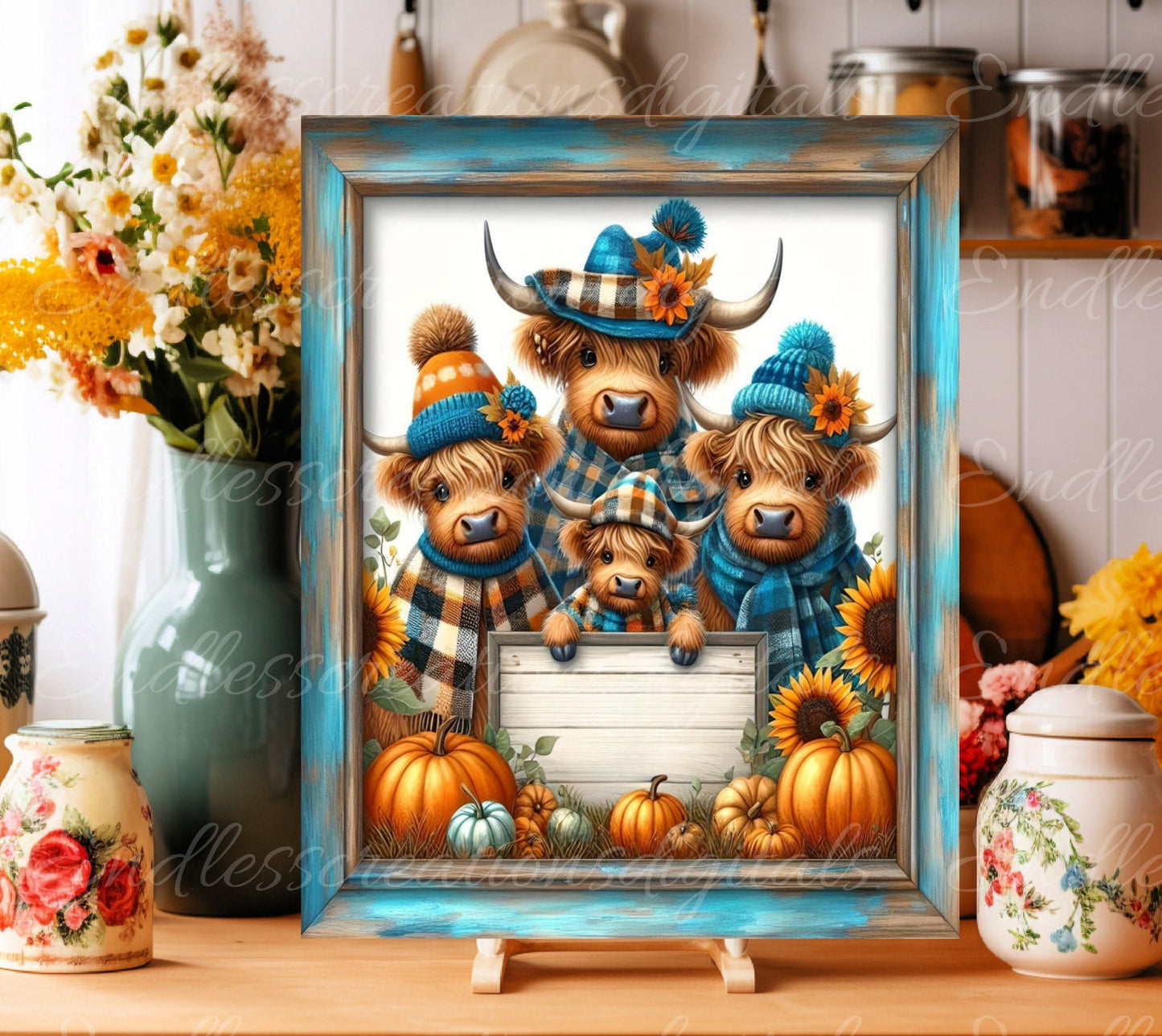 HIGHLAND COW WELCOME 8 x 10  Door hanger, wreath sign, for sublimation high resolution 2 files, 1 add your own text