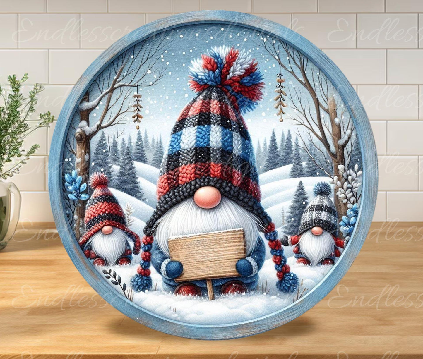 SNUGGLE UP GNOMIES Door hanger, wreath sign, round cutting board, ornament, resize, sublimation high resolution 2 files, 1 add own text