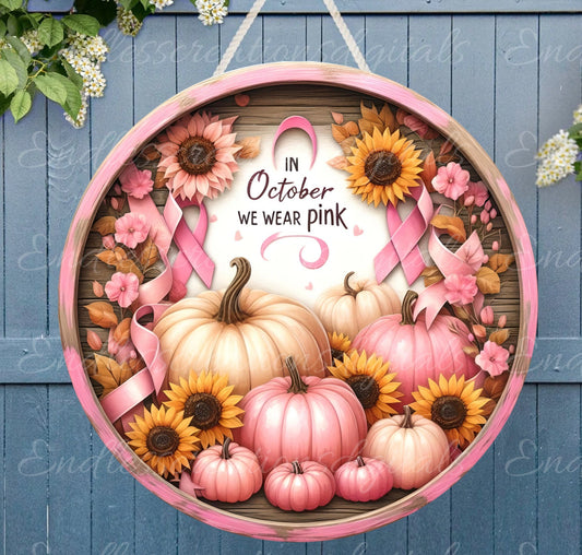 BREAST CANCER AWARENESS Door hanger, wreath sign, for sublimation high resolution 2 files, 1 add your own text