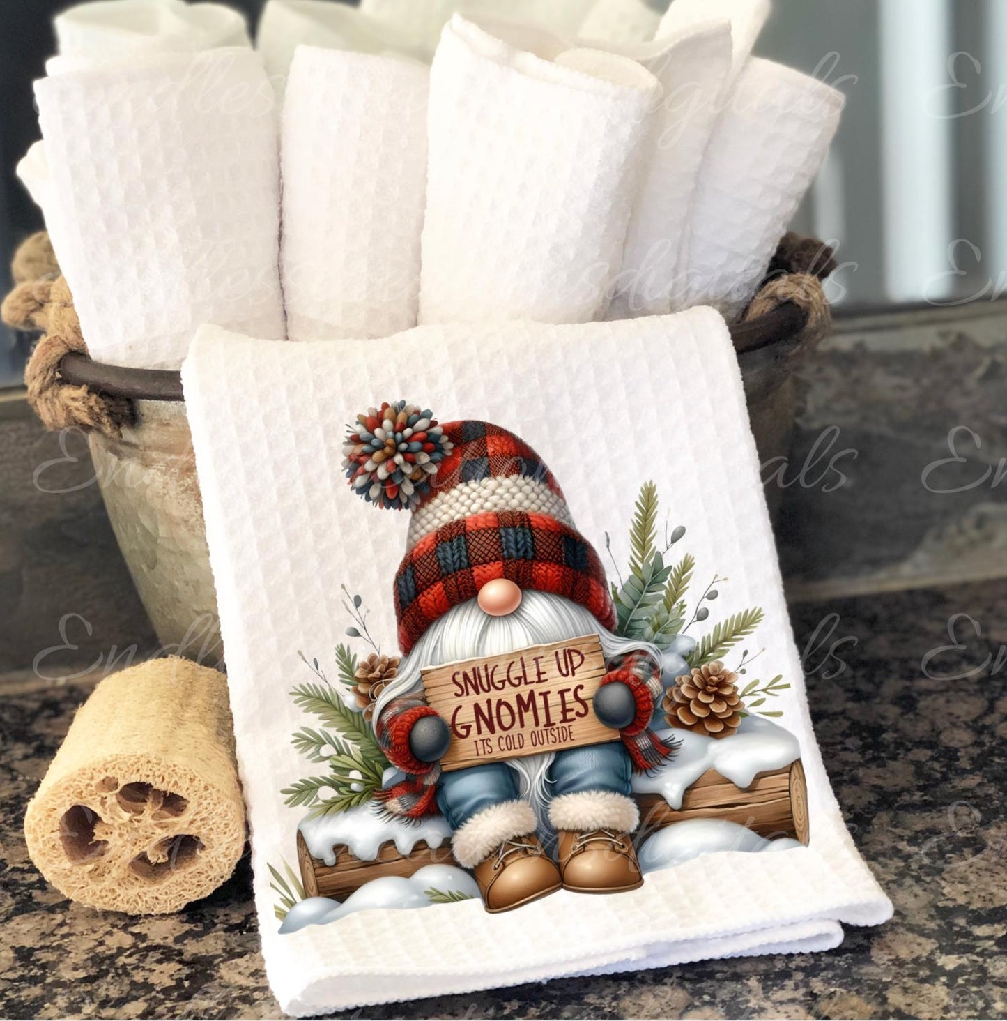 WINTER GNOMES PILLOW covers, tea towel, tote bags etc. sublimation package of 5 high definition 300 Dpi, transparent, add your own text