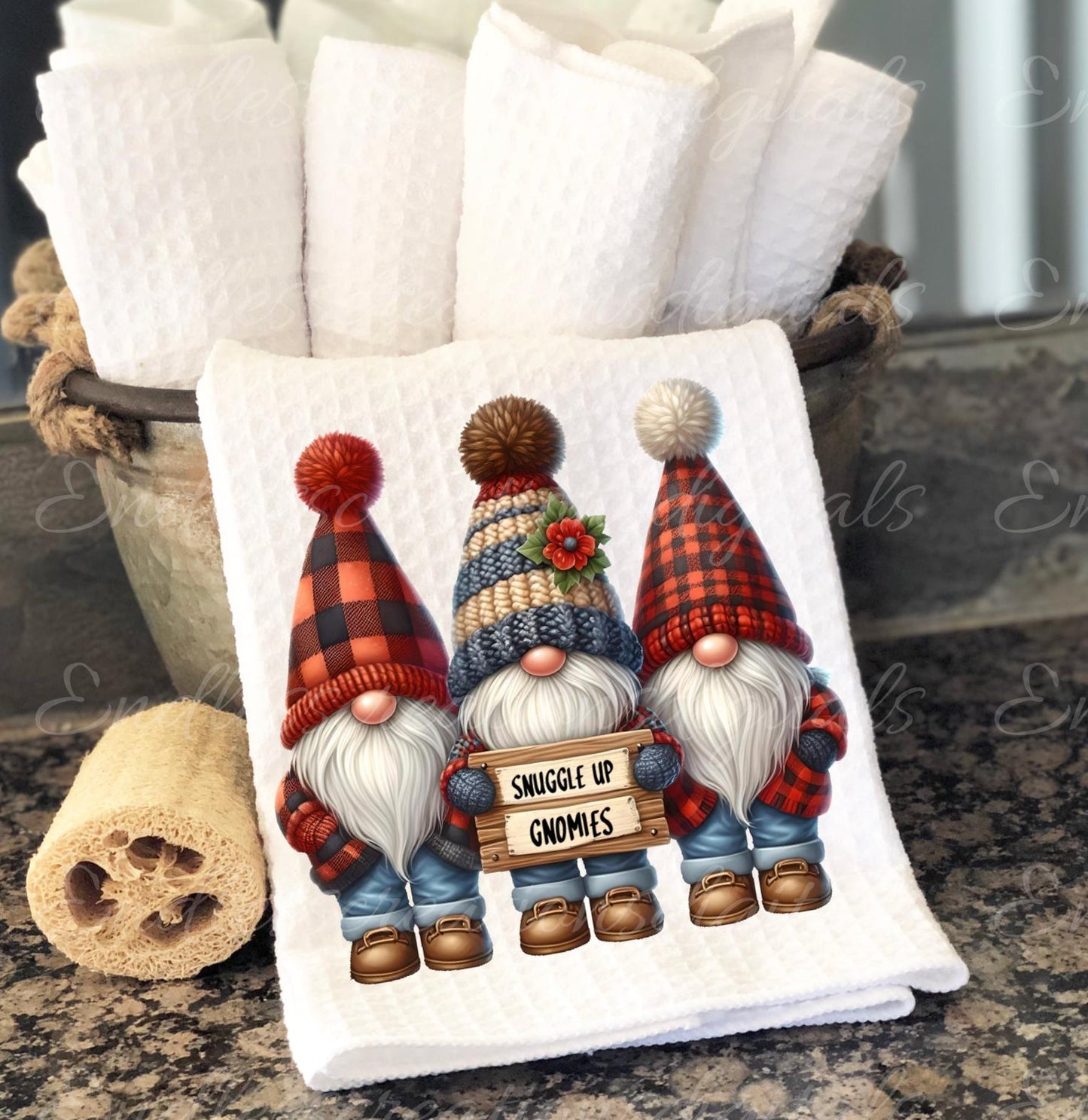 WINTER GNOMES PILLOW covers, tea towel, tote bags etc. sublimation package of 5 high definition 300 Dpi, transparent, add your own text