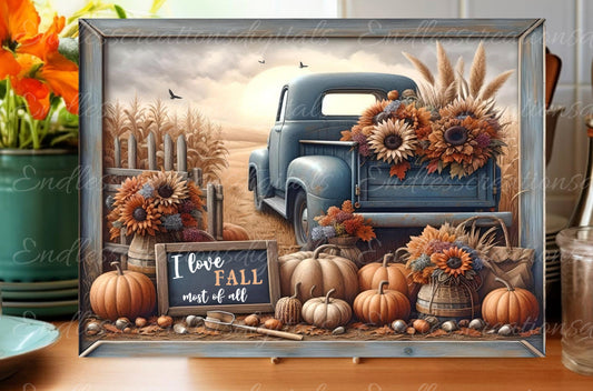 FALL TRUCK CUTTING board sublimation  sublimation high resolution 2 files, 1 add your own text