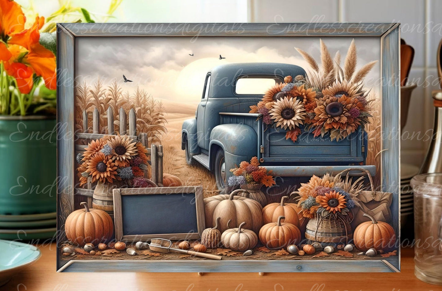 FALL TRUCK CUTTING board sublimation  sublimation high resolution 2 files, 1 add your own text