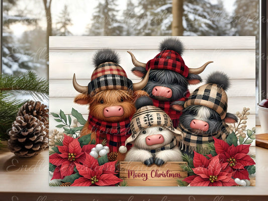 HIGHLAND COWS CHRISTMAS cutting board sublimation  sublimation high resolution, 2 files for download, 1 add your own text, can be resized