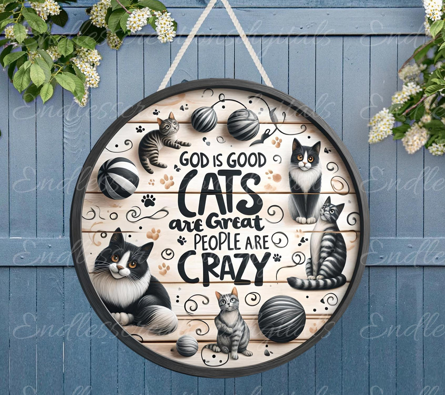 CATS ARE GREAT  door hanger, wreath sign, round cutting board, coaster, ornament  for sublimation high resolution, 1 file for download