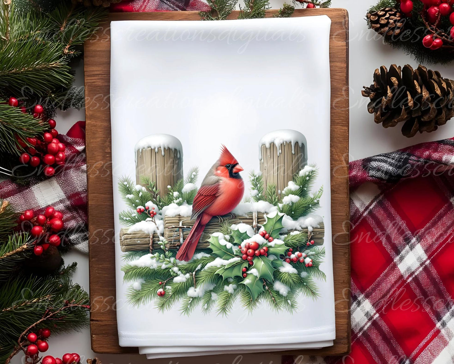 WINTER CARDINALS PILLOW covers, tea towel, tote bags, mugs, plant pots etc. sublimation package of 5 high definition 300 Dpi, transparent,