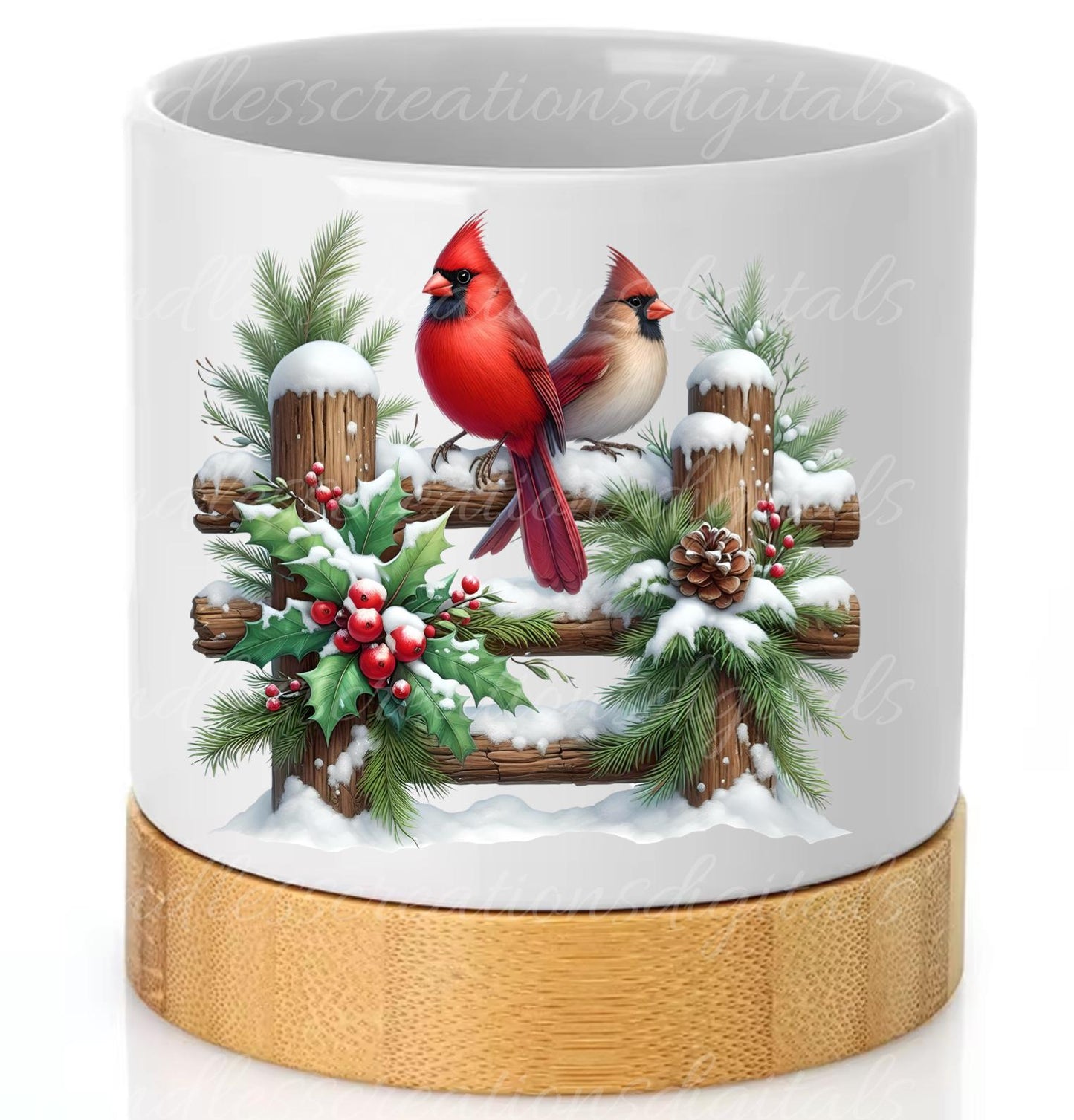 WINTER CARDINALS PILLOW covers, tea towel, tote bags, mugs, plant pots etc. sublimation package of 5 high definition 300 Dpi, transparent,