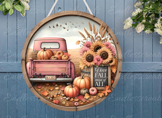 FALL PINK SUNFLOWER TRUCK