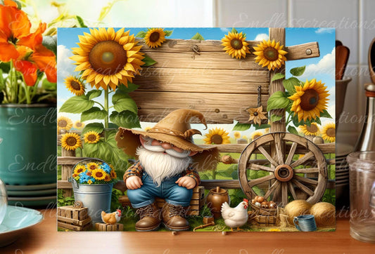 FARMER GNOME CUTTING Board sublimation  sublimation high resolution 1 file add your own text