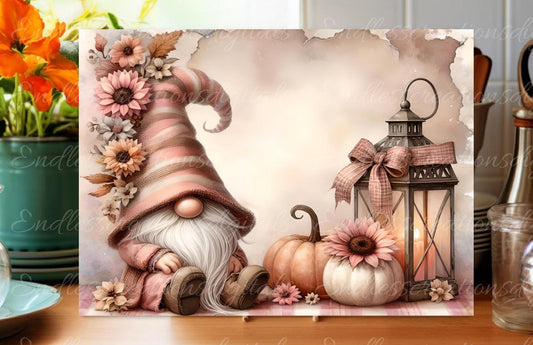 FALL PINK GNOME Cutting board sublimation, 300 dpi high resolution 1 file for download add your own text