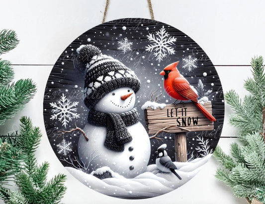 LET IT SNOW  Door hanger, wreath sign, round cutting board, can resize,  for sublimation high resolution 2 files, 1 add your own text