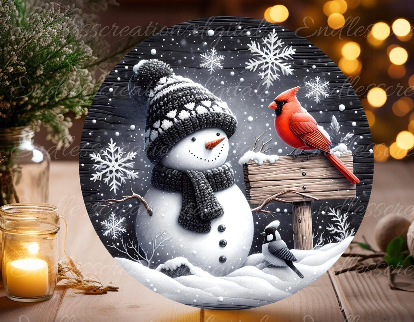 LET IT SNOW  Door hanger, wreath sign, round cutting board, can resize,  for sublimation high resolution 2 files, 1 add your own text