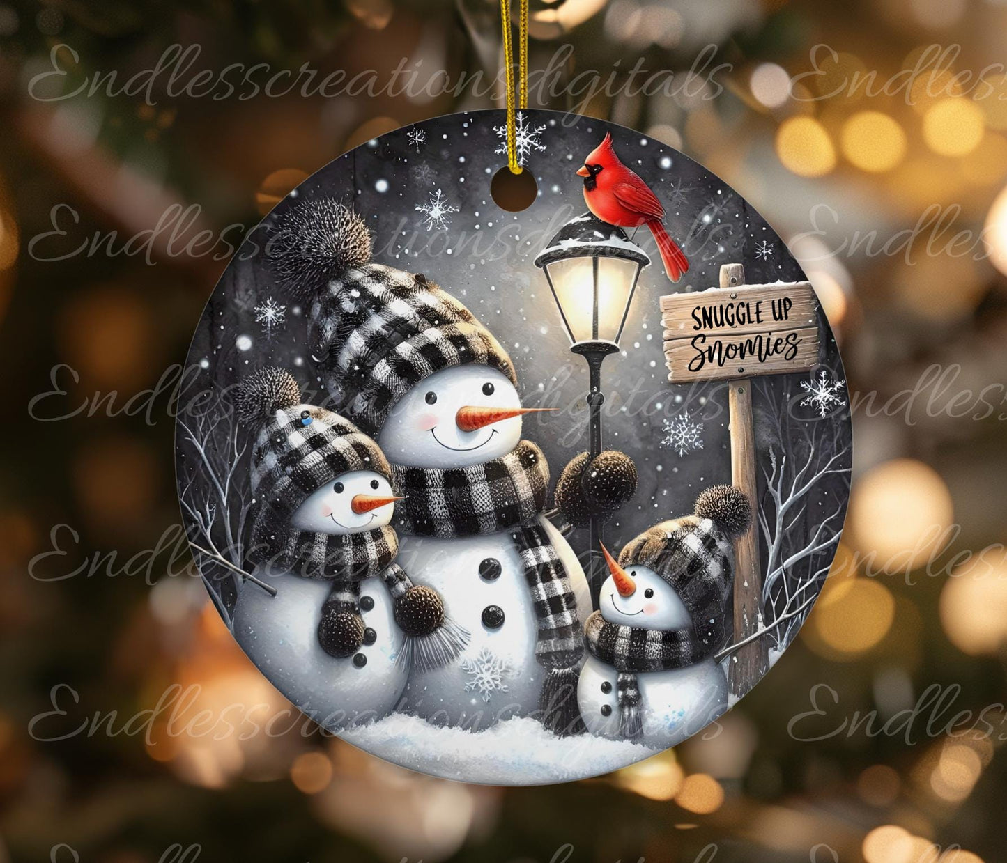 SNOWMAN CARDINAL  Door hanger, wreath sign, round cutting board, ornament, can resize,  for sublimation high resolution, 2 files, 1 add text