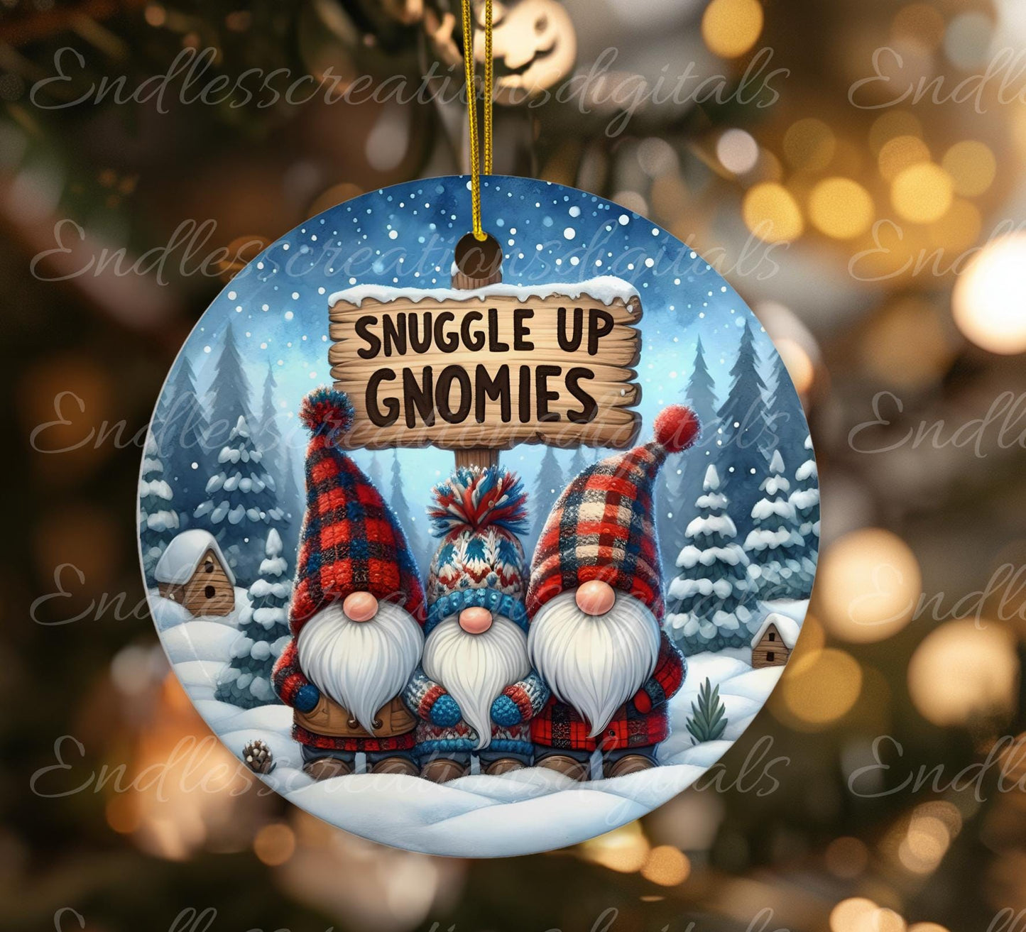 SNUGGLE UP GNOMIES Door hanger, wreath sign, round cutting board, ornament, resize, sublimation high resolution 2 files, 1 add own text