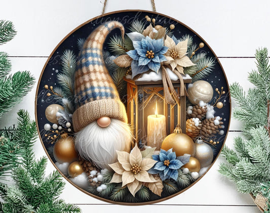 WINTER GNOME ROUND  door hanger, wreath sign, round cutting board, ornaments, for sublimation high resolution 1 file for download