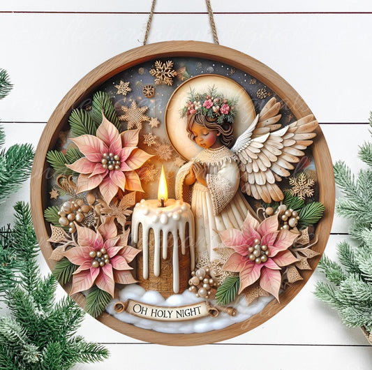 AFRICAN AMERICAN ANGEL  round door hanger, wreath sign, round cutting board, coasters etc. png, sublimation high resolution, can be resized