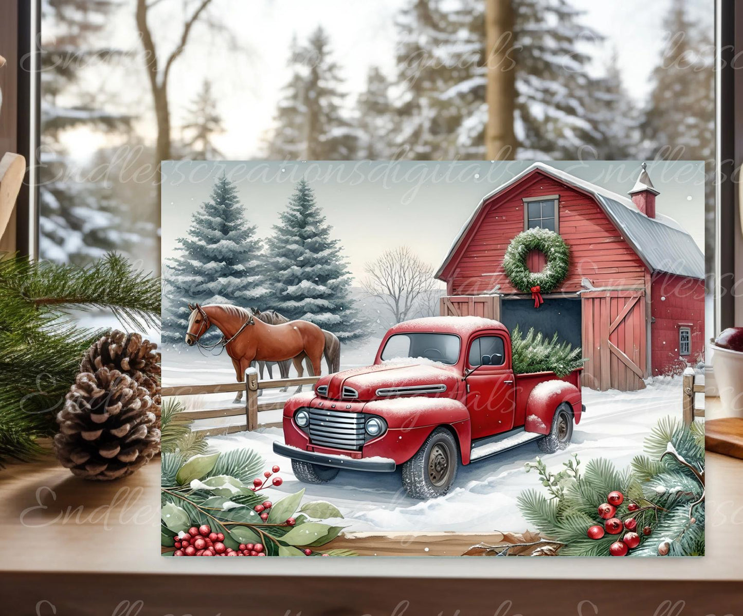 WINTER RED TRUCK  cutting board sublimation  sublimation high resolution, 300 dpi, 1 file for download can be resized