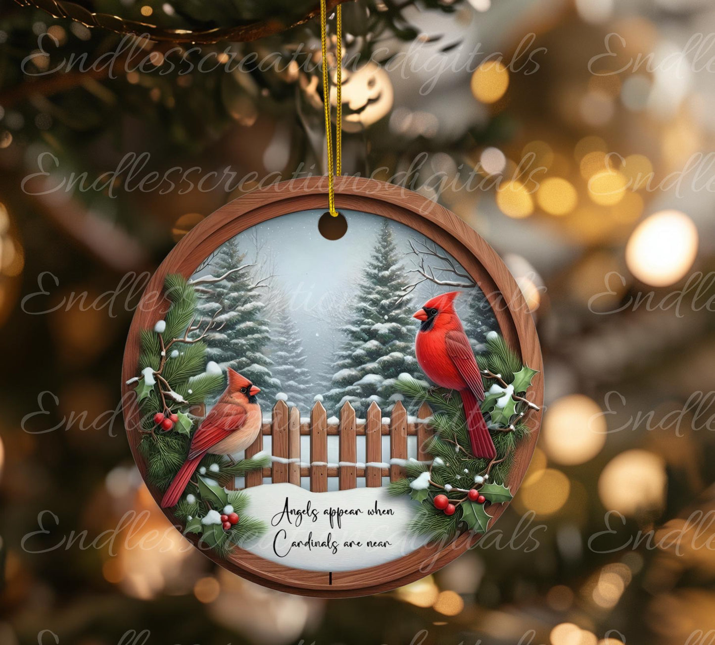 WINTER MEMORIAL CARDINALS Door hanger, wreath sign, round cutting board ornament, resize, sublimation high resolution 2 files 1 add own text