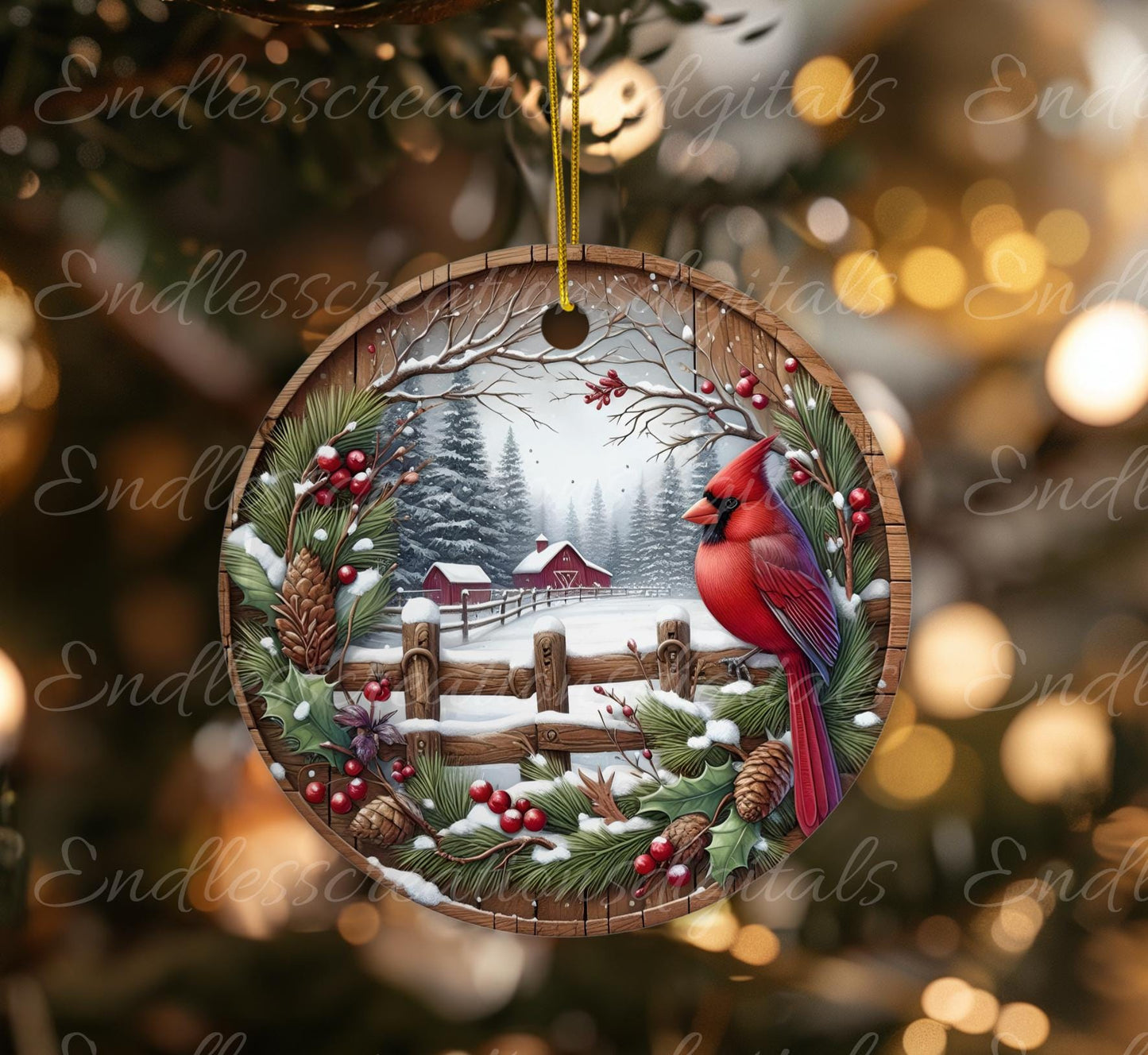 WINTER  CARDINAL Door hanger, wreath sign, round cutting board ornament, resize, sublimation high resolution 2 file