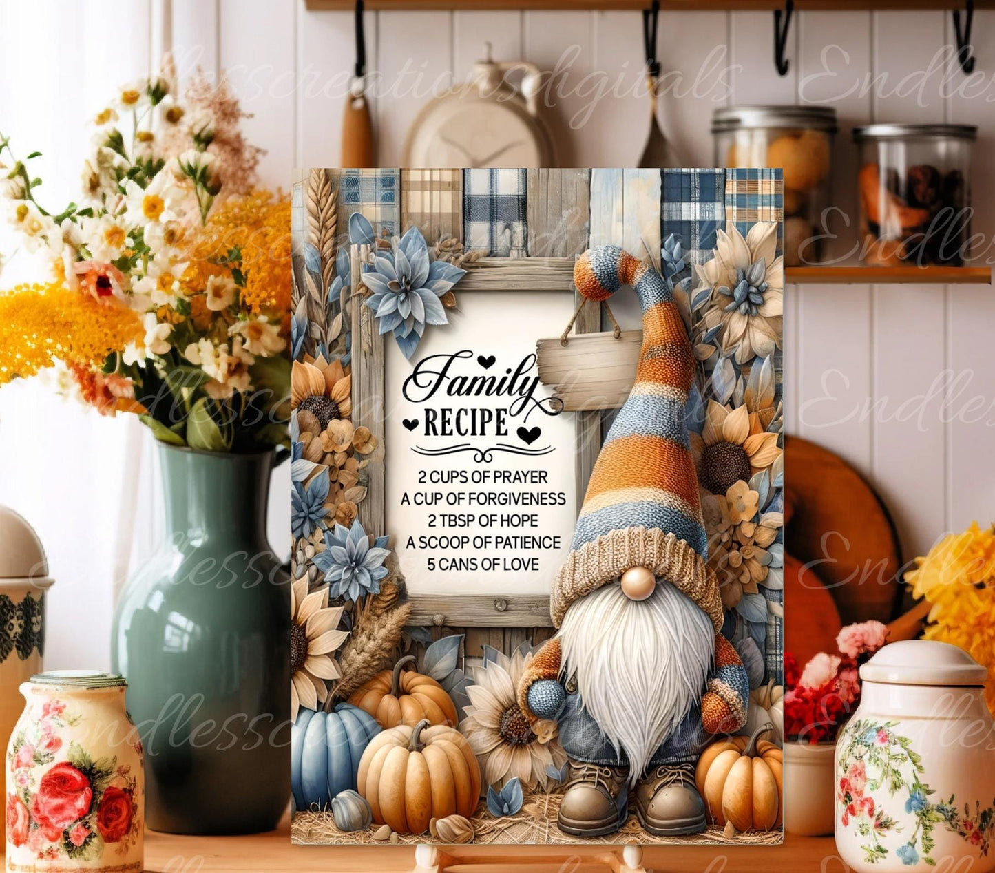 FALL GNOME RECIPE Tall Cutting board sublimation  sublimation high resolution, 2 files for download, 1 add your own text, can be resized