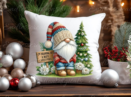 WINTER GNOMES PILLOW covers, tea towel, tote bags etc. sublimation package of 5 high definition 300 Dpi, transparent, add your own text