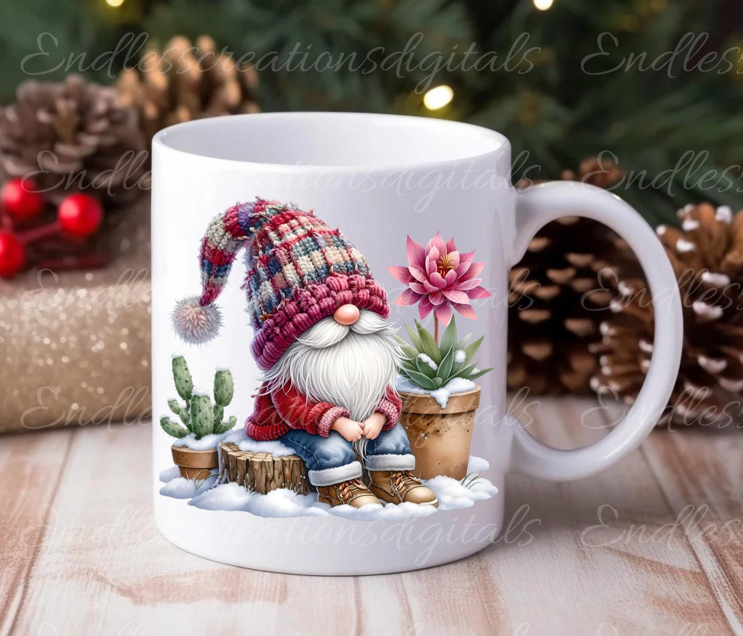 WINTER GNOMES PILLOW covers, tea towel, tote bags mugs etc. sublimation package of 5 high definition 300 Dpi, transparent, add your own text