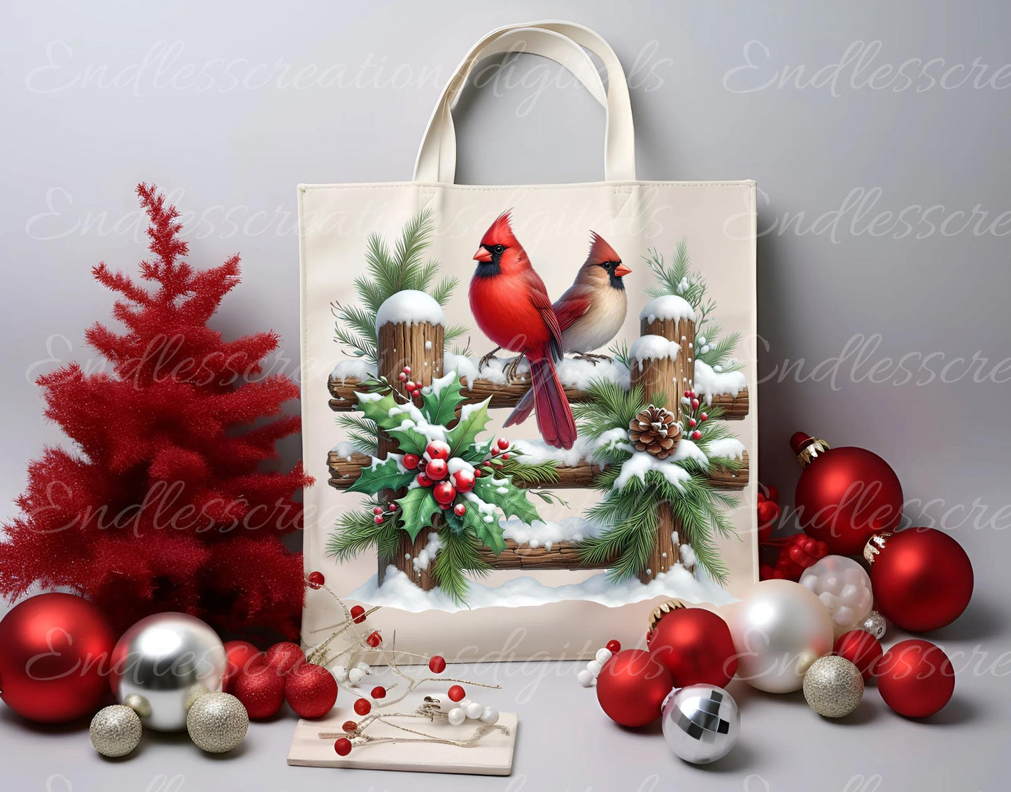 WINTER CARDINALS PILLOW covers, tea towel, tote bags, mugs, plant pots etc. sublimation package of 5 high definition 300 Dpi, transparent,