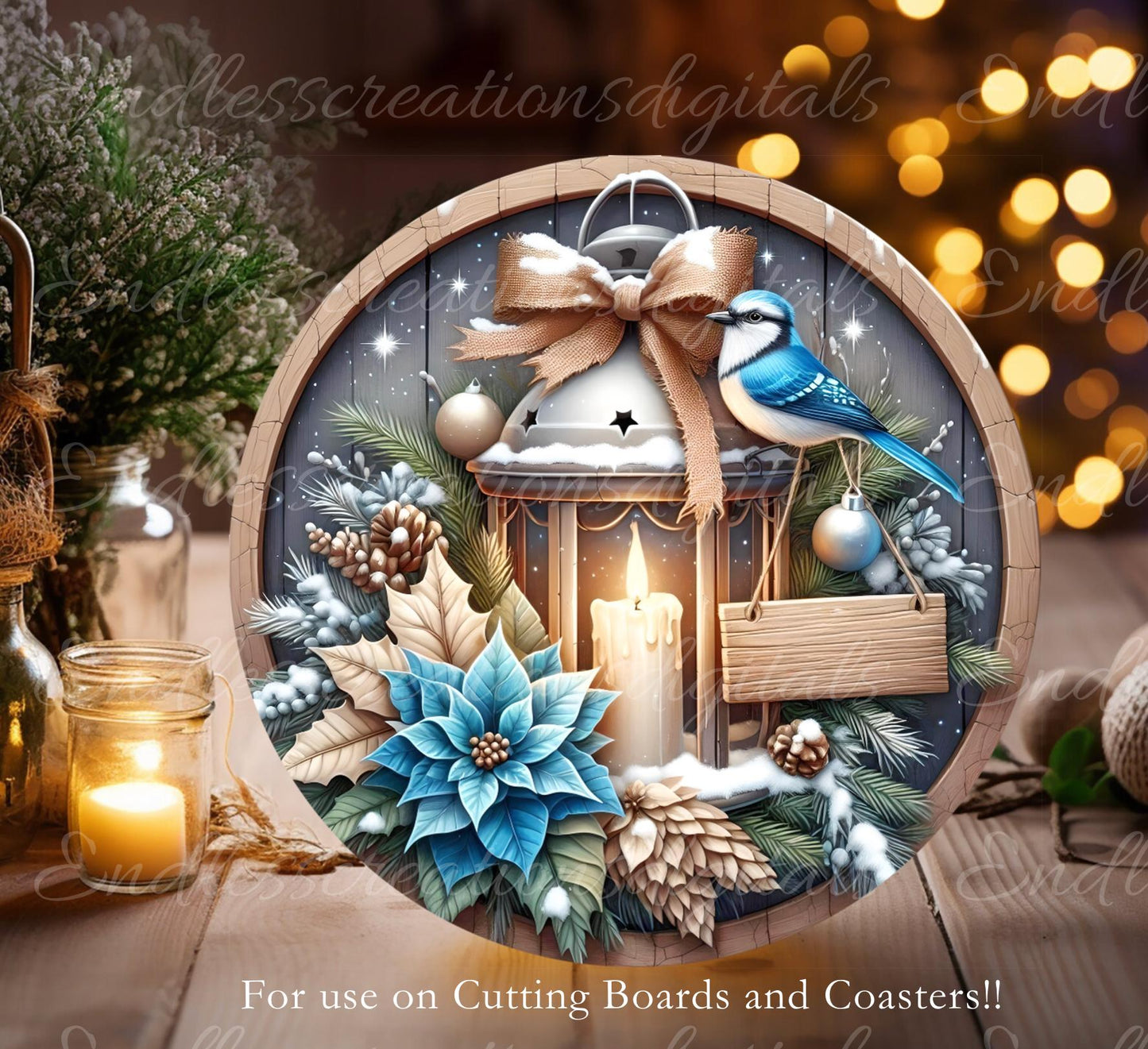 MERRY AND BRIGHT Door hanger, wreath sign, round cutting board ornament, resize, sublimation high resolution 2 files for download 1 add text