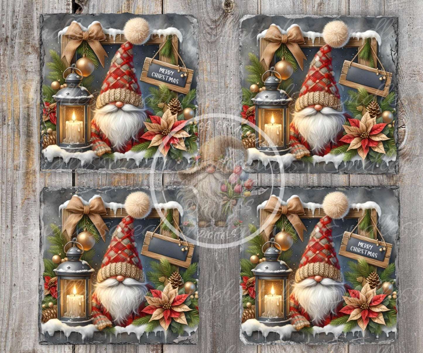 WINTER WINDOW GNOME Square door hanger, wreath sign, square cutting board, coasters sublimation high resolution 2 files, 1 add your own text