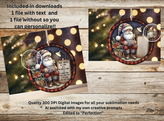 DEAR SANTA TREE ornament, Door Hanger for sublimation high resolution 2 files for download 1 add your own text