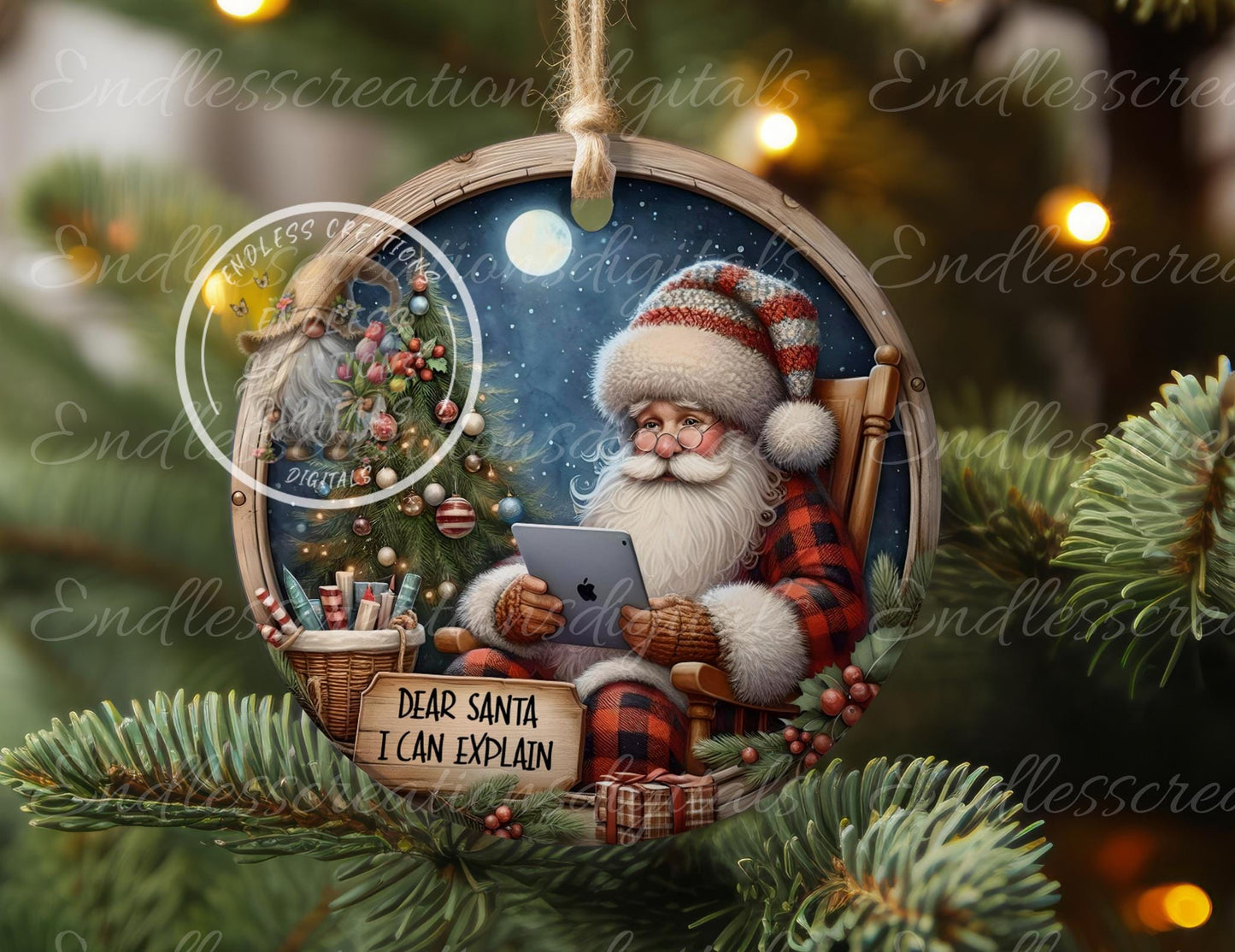 SANTA I CAN Explain, ornament, Door Hanger for sublimation high resolution 2 files for download 1 add your own text, can be resized