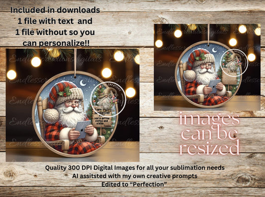 SANTA INSTAGRAM POST, ornament, Door Hanger for sublimation high resolution 2 files for download 1 add your own text, can be resized