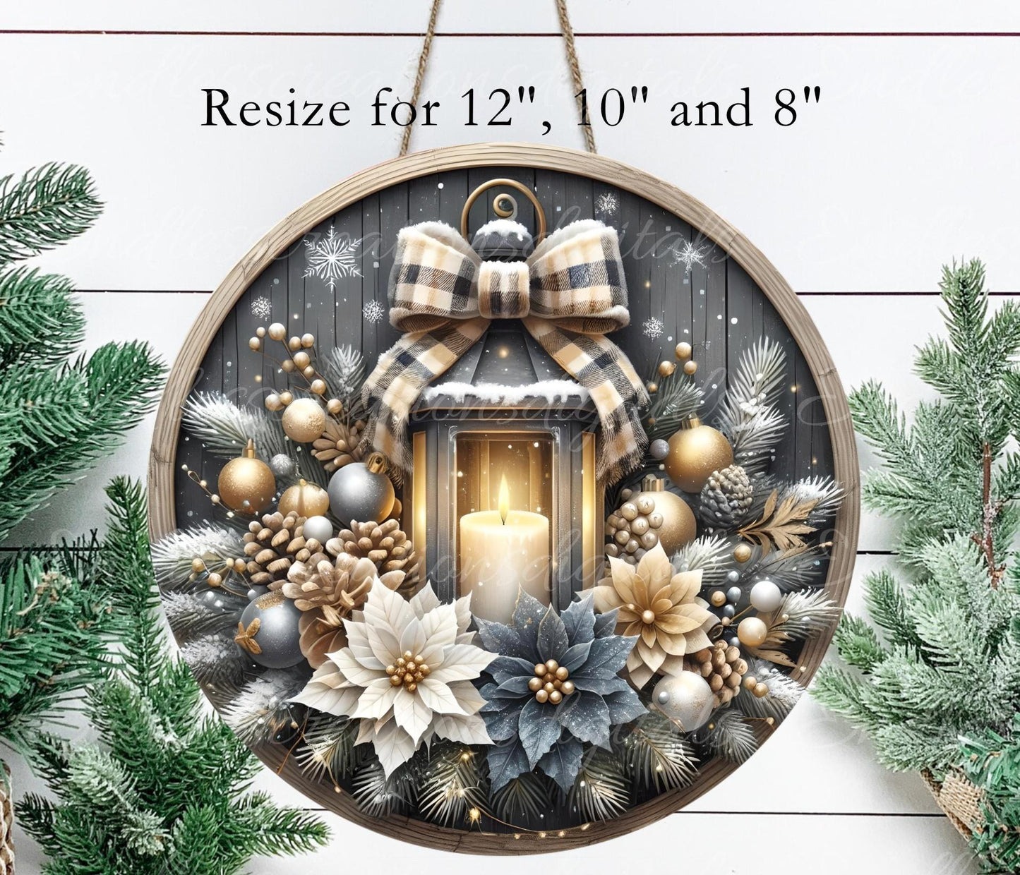 CANDLE LANTERN Door hanger, wreath sign, round cutting board ornament, resize, sublimation high resolution 1 file for download