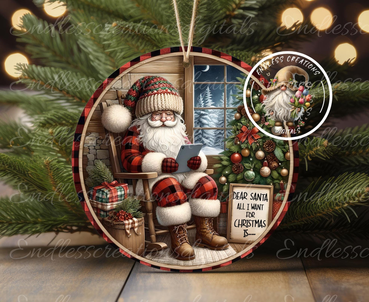 DEAR SANTA ALL I want, ornament, Door Hanger for sublimation high resolution 2 files for download 1 add your own text, can be resized