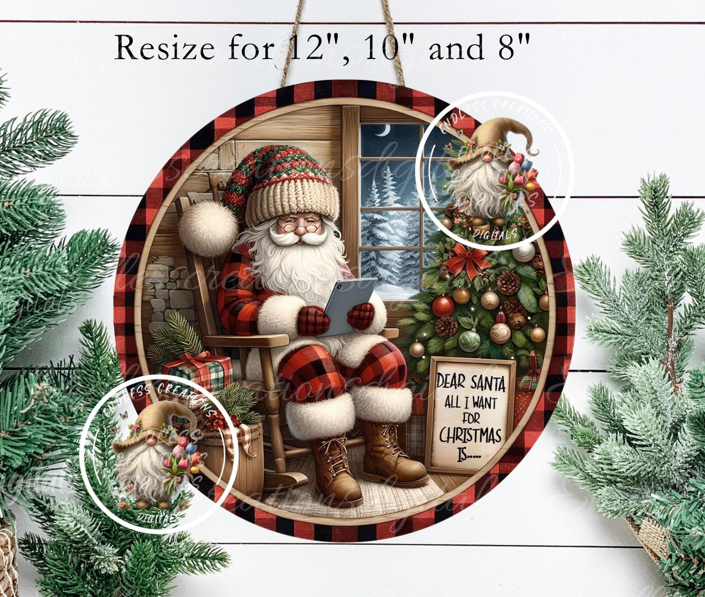 DEAR SANTA ALL I want, ornament, Door Hanger for sublimation high resolution 2 files for download 1 add your own text, can be resized