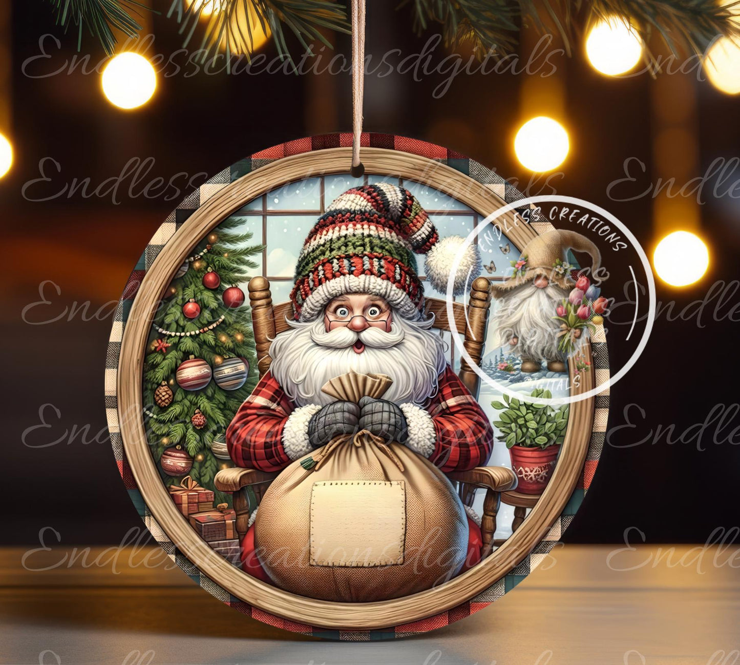 SANTA SAC TREE ornament, Door Hanger for sublimation high resolution 2 files for download 1 add your own text