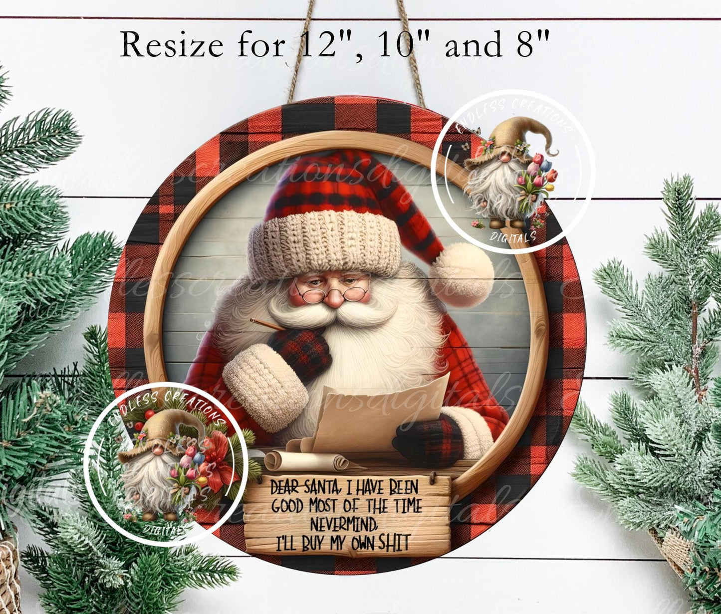 DEAR SANTA I have been good ornament, Door Hanger for sublimation high resolution 2 files for download 1 add your own text