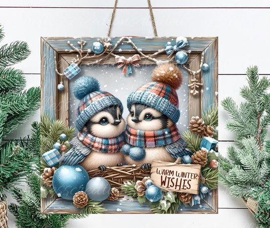 BLUEJAY COUPLE Door hanger, wreath sign,SQUARE cutting board, ornament, can resize,  for sublimation high resolution, 2 files, 1 add text