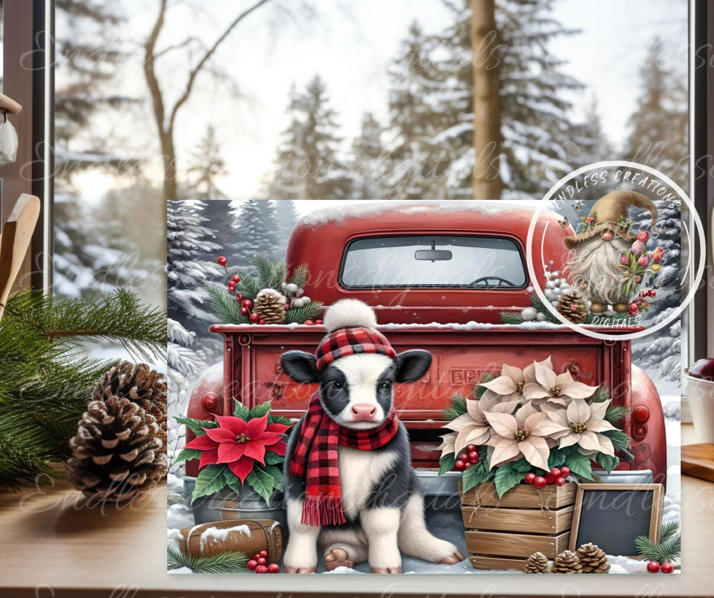 WINTER BABY HOLSTEIN Cutting board sublimation, 300 dpi high resolution 2 files for download 1 add your own text