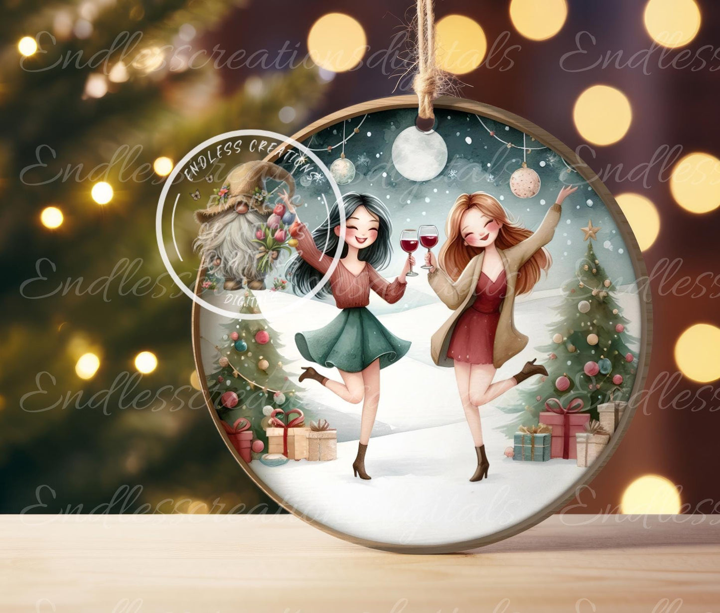 BESTIES FOREVER ornament, Door Hanger for sublimation high resolution 2 files for download 1 add your own text