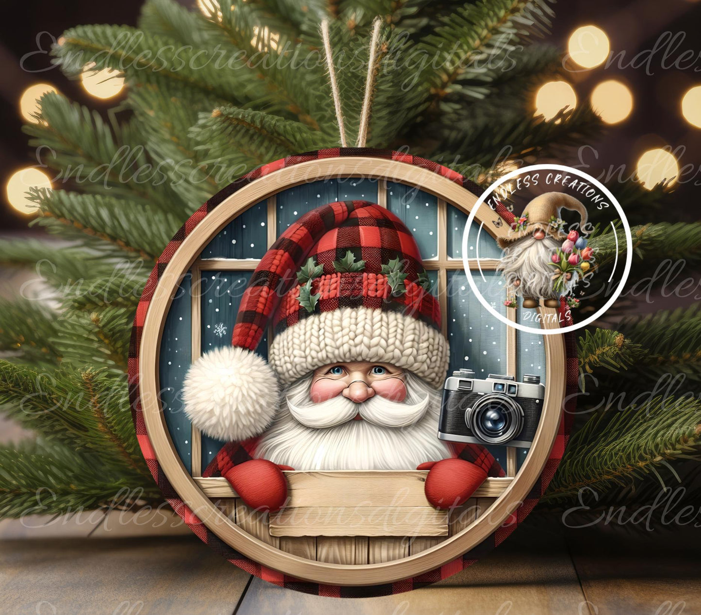 SANTA'S WATCHING YOU ornament, Door Hanger for sublimation high resolution 2 files for download 1 add your own text