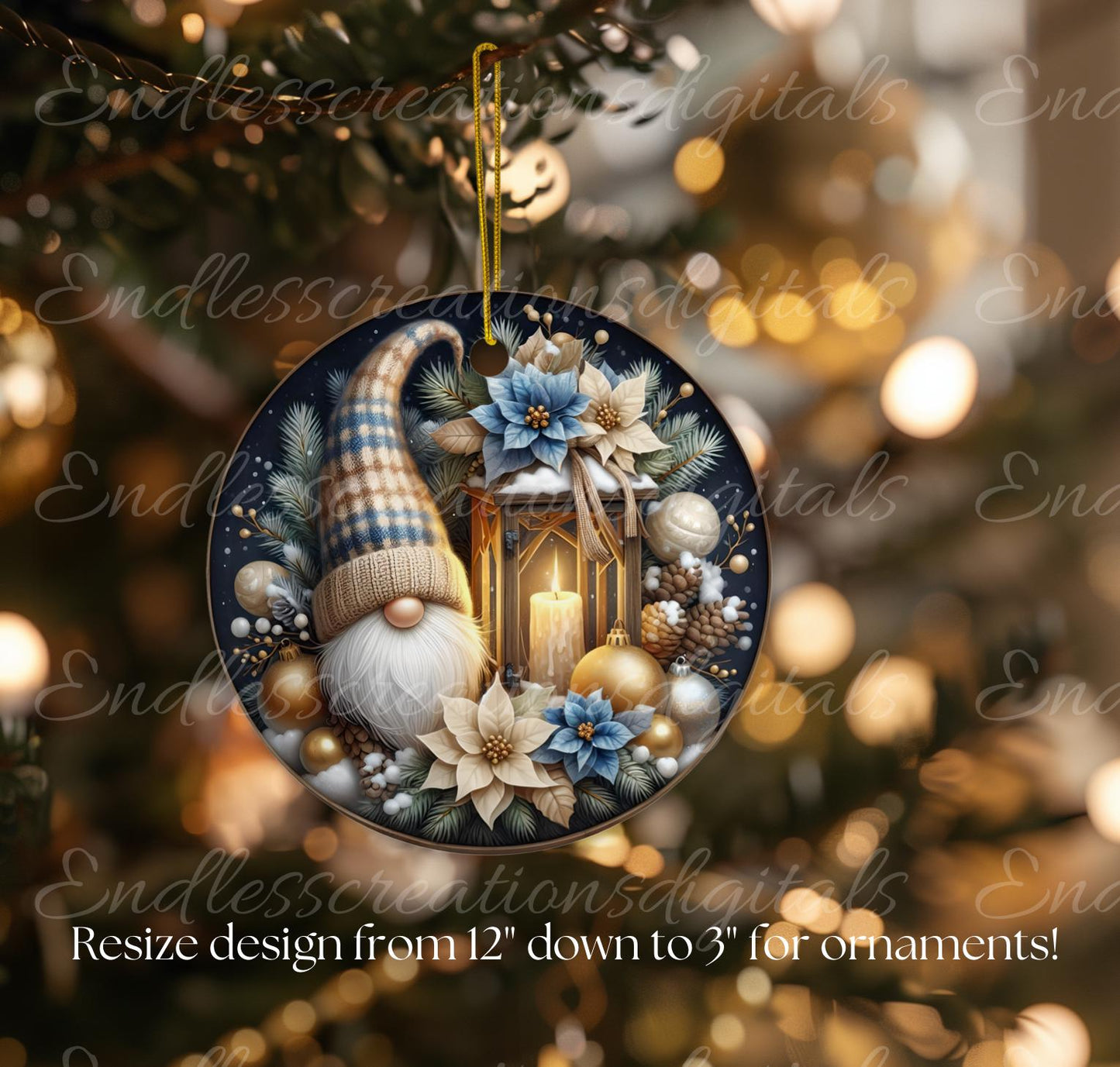 WINTER GNOME ROUND  door hanger, wreath sign, round cutting board, ornaments, for sublimation high resolution 1 file for download