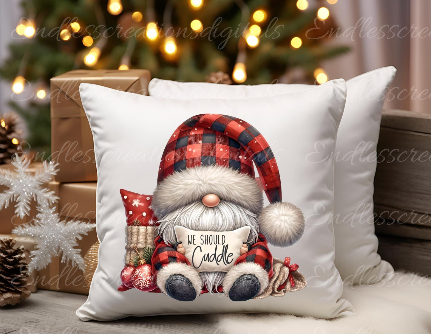 WINTER GNOMES HUGS Pillow covers, tea towel, tote bags etc. sublimation package of 5 high definition 300 Dpi, transparent