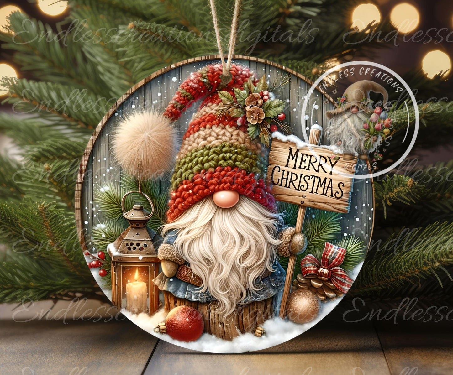 ROUND WINTER GNOME Door hanger, wreath sign square cutting board, coasters can resize,  for sublimation high resolution 2 files, 1 add text