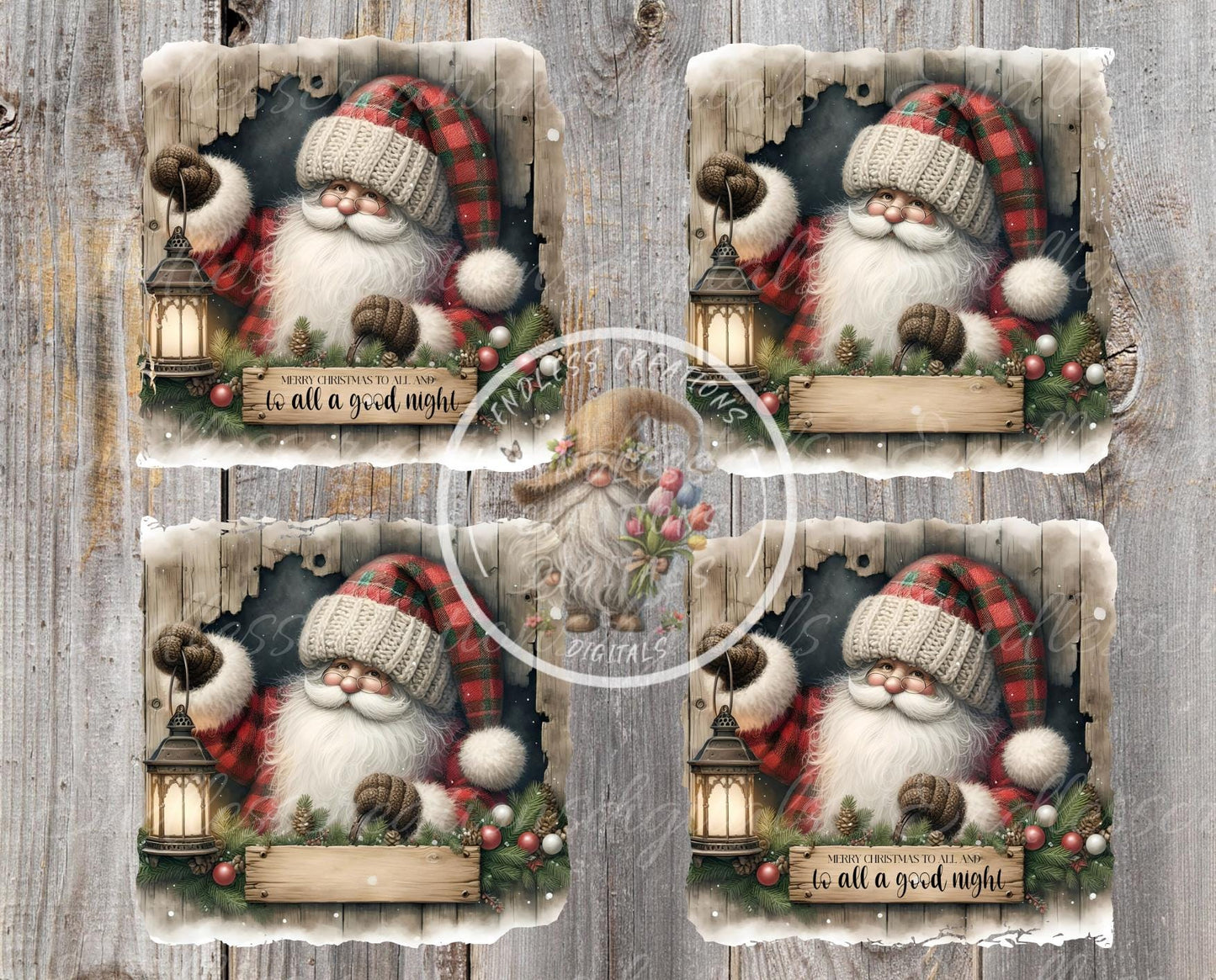 VINTAGE SANTA SQUARE door hanger, wreath sign, square cutting board, coasters sublimation high resolution 2 files, 1 add your own text