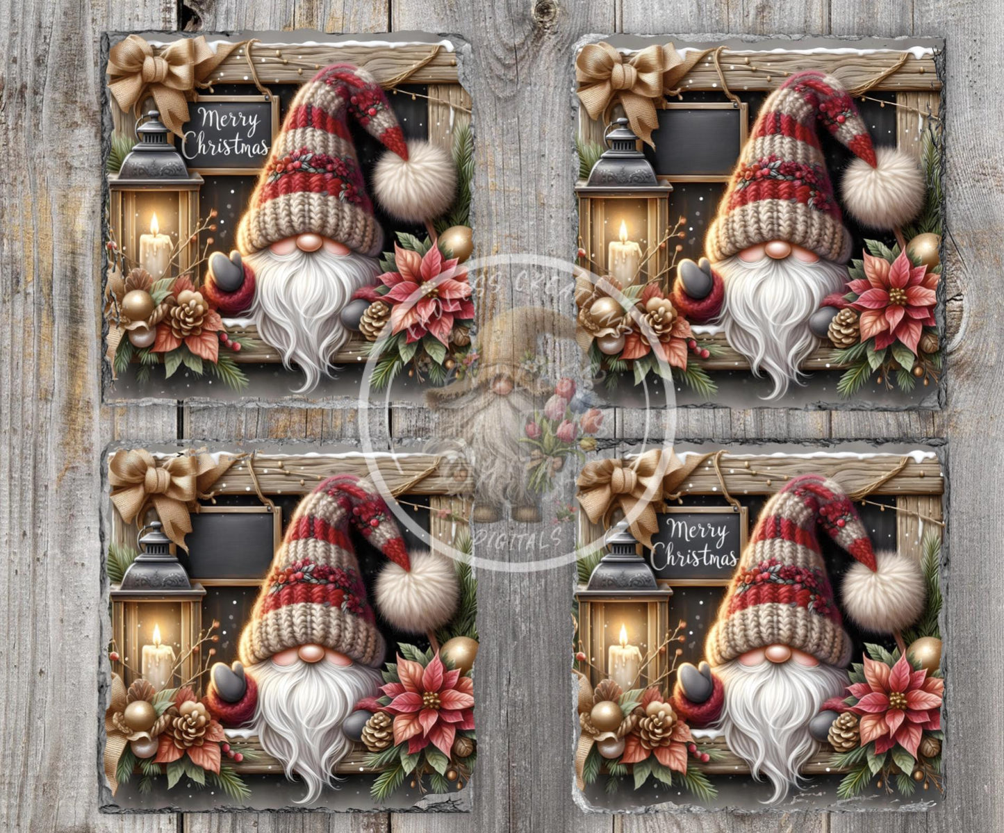 WINTER WINDOW GNOME Square door hanger, wreath sign, square cutting board, coasters sublimation high resolution 2 files, 1 add your own text