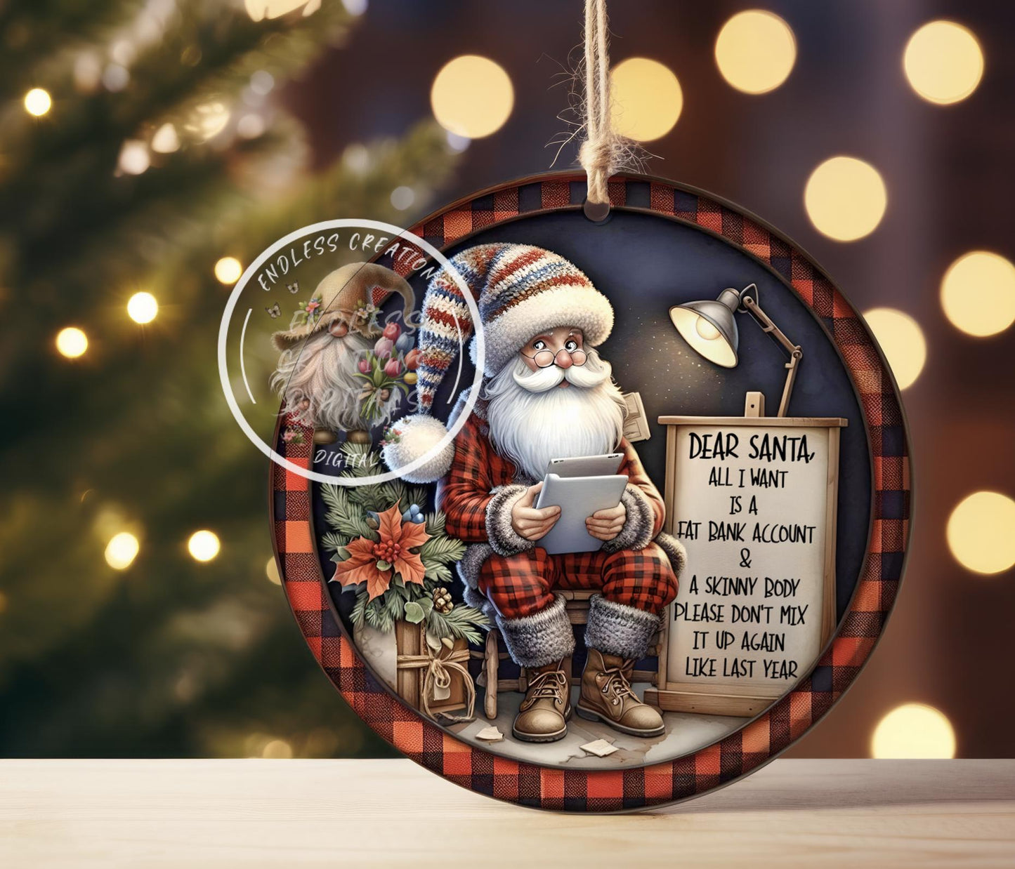 DEAR SANTA TREE ornament, Door Hanger for sublimation high resolution 2 files for download 1 add your own text