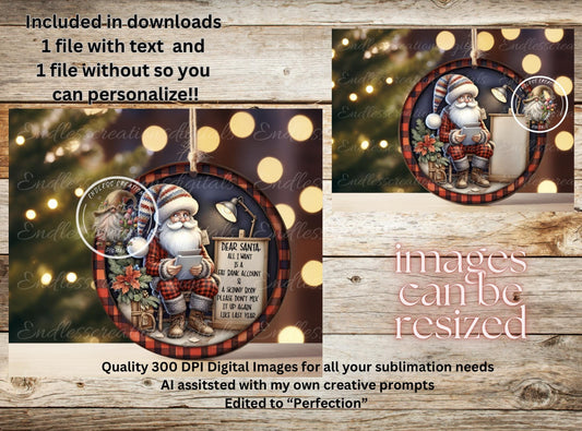 SANTA ALL I want, ornament, Door Hanger for sublimation high resolution 2 files for download 1 add your own text, can be resized